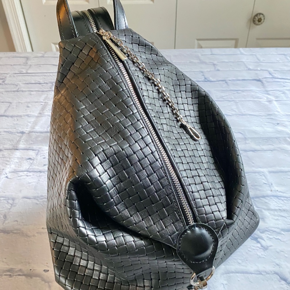 HANDCRAFTED WOVEN REAL LEATHER BACKPACK NWOT